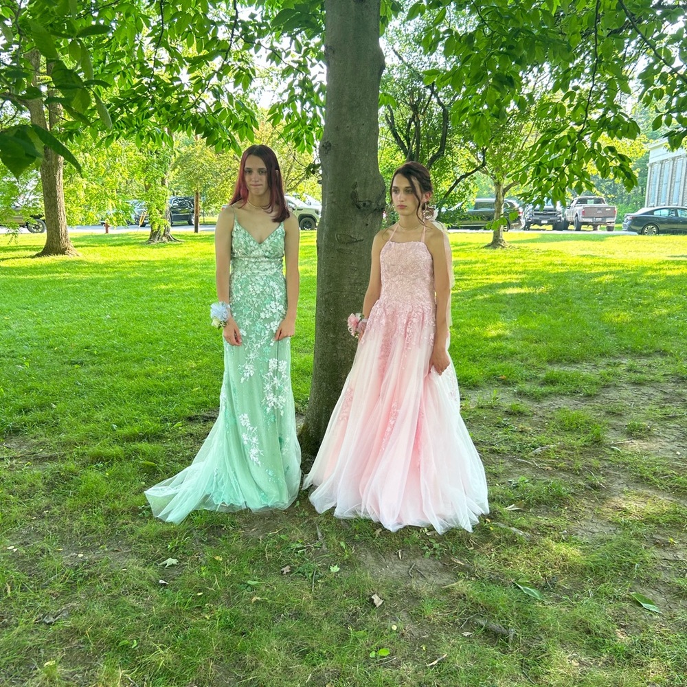 JVN by Jovani Mint and Pink Prom Dresses